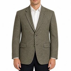 Warren Sewell Mens 44R Western Blazer Brown Houndstooth Wool Blend Sport Coat